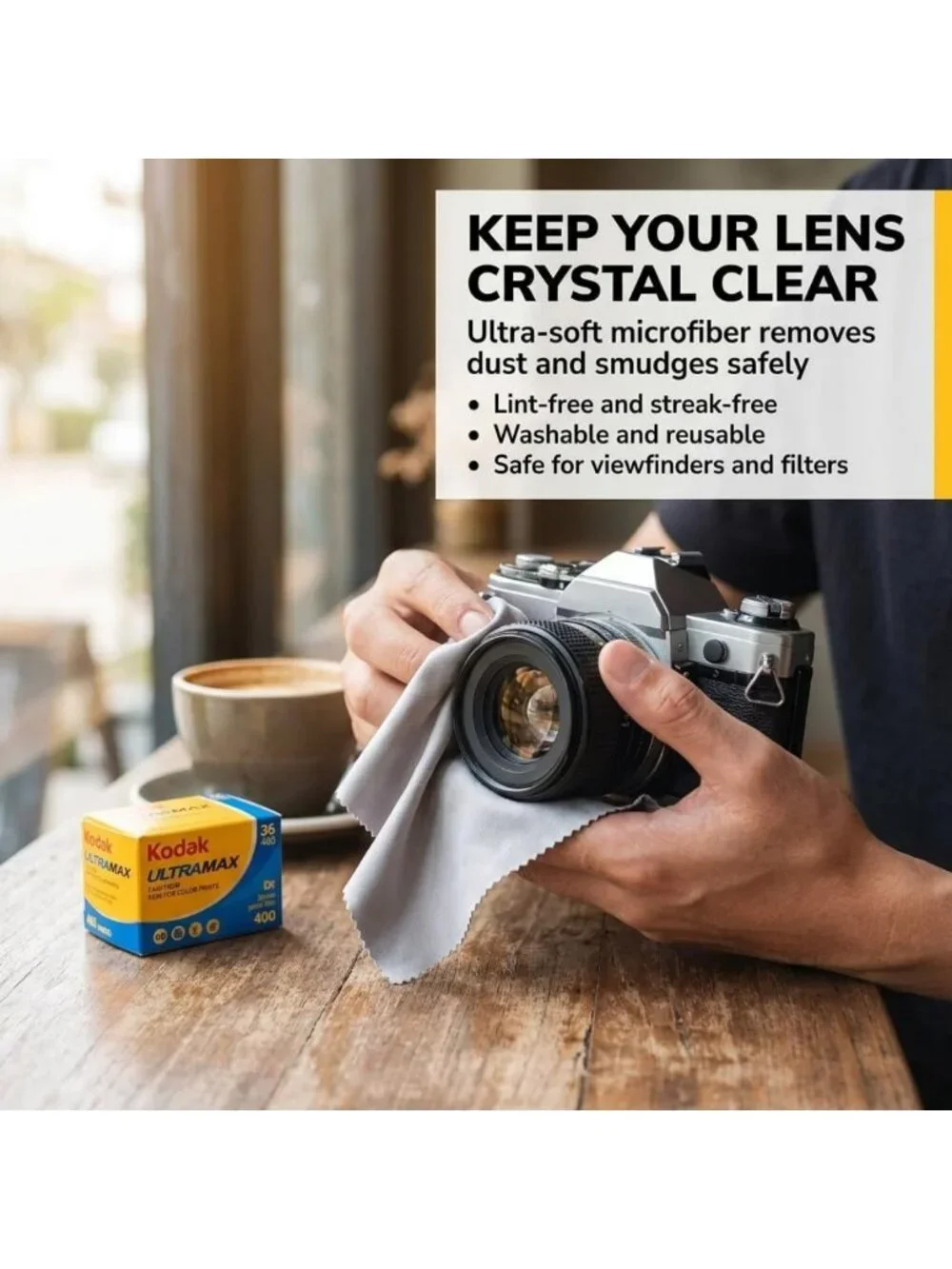 36 Exposure 35mm Color Negative Film - 3 Pack ISO 400 with Microfiber Cloth
